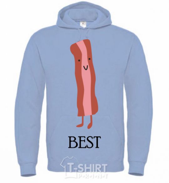 Men`s hoodie Best Bacon sky-blue фото