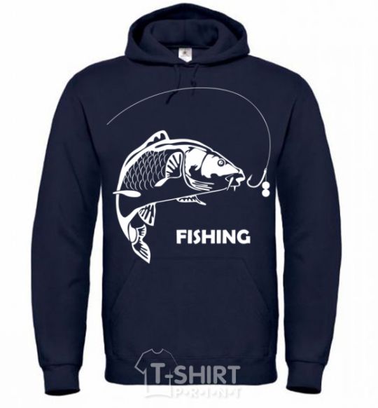Men`s hoodie FISHING navy-blue фото