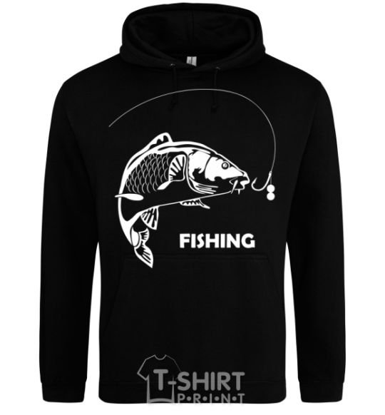 Men`s hoodie FISHING black фото