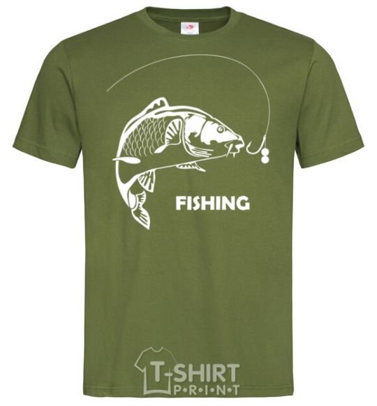 Мужская футболка FISHING Оливковый фото