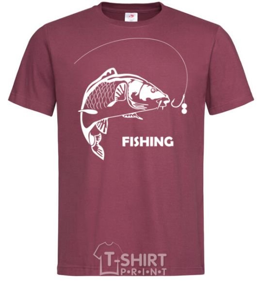 Мужская футболка FISHING Бордовый фото