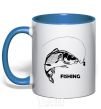 Mug with a colored handle FISHING royal-blue фото