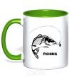 Mug with a colored handle FISHING kelly-green фото