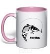 Mug with a colored handle FISHING light-pink фото