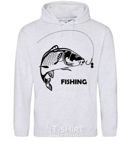 Men`s hoodie FISHING sport-grey фото