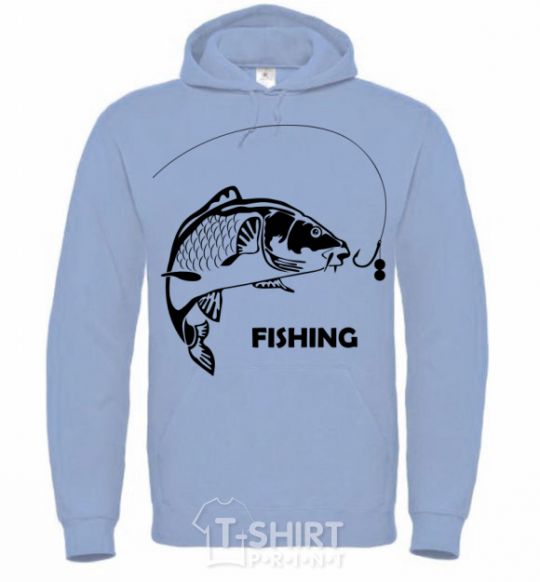 Men`s hoodie FISHING sky-blue фото