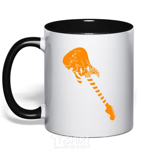 Mug with a colored handle Guitar black фото