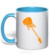 Mug with a colored handle Guitar sky-blue фото