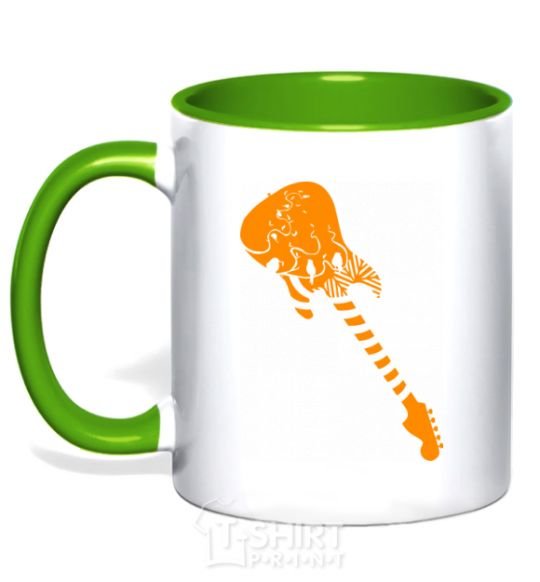 Mug with a colored handle Guitar kelly-green фото