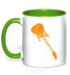 Mug with a colored handle Guitar kelly-green фото