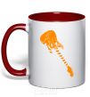 Mug with a colored handle Guitar red фото