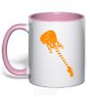 Mug with a colored handle Guitar light-pink фото