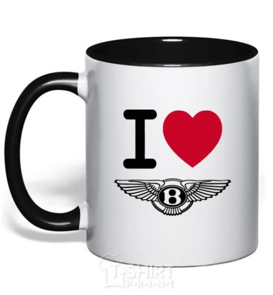 Чашка с цветной ручкой I love bentley Черный фото