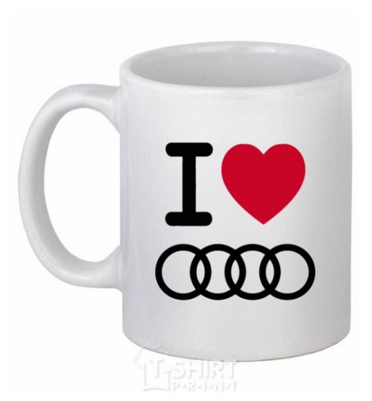 Ceramic mug I love audi Logo White фото