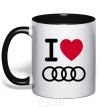 Mug with a colored handle I love audi Logo black фото