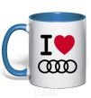 Mug with a colored handle I love audi Logo royal-blue фото