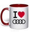 Mug with a colored handle I love audi Logo red фото