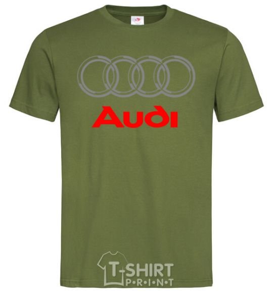Мужская футболка Audi logo gray Оливковый фото