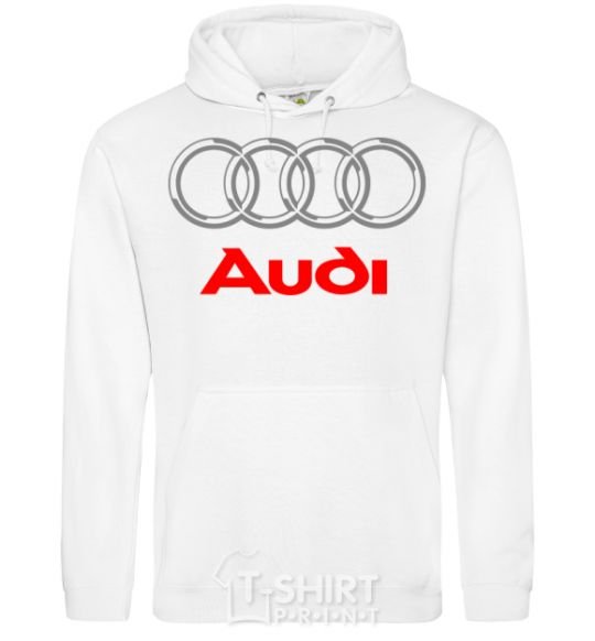 Men`s hoodie Audi logo gray White фото