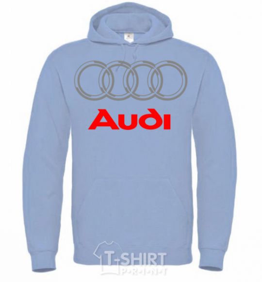 Men`s hoodie Audi logo gray sky-blue фото