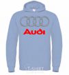 Men`s hoodie Audi logo gray sky-blue фото