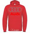 Men`s hoodie Audi logo gray bright-red фото