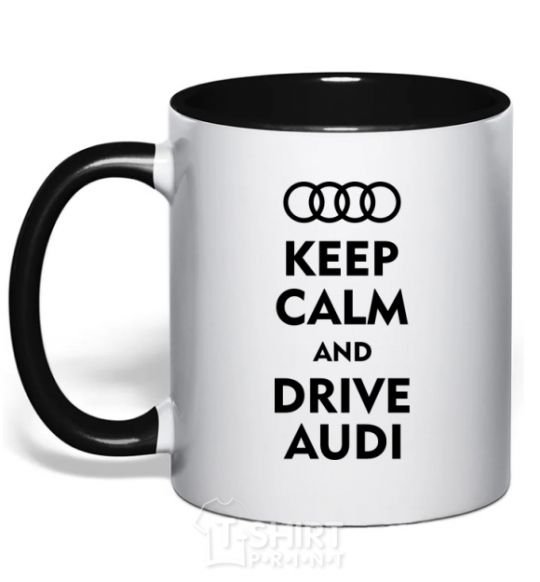 Mug with a colored handle Drive audi black фото