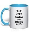 Mug with a colored handle Drive audi sky-blue фото