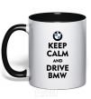 Mug with a colored handle Drive BMW black фото