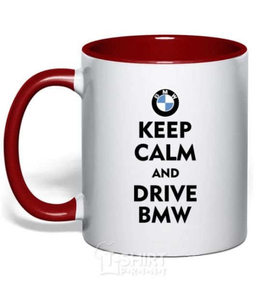 Mug with a colored handle Drive BMW red фото