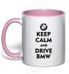 Mug with a colored handle Drive BMW light-pink фото