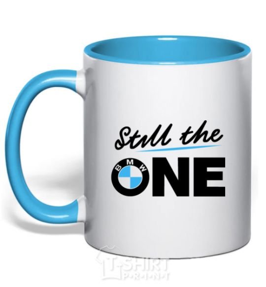 Mug with a colored handle The one sky-blue фото