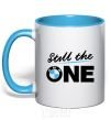 Mug with a colored handle The one sky-blue фото