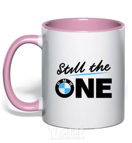 Mug with a colored handle The one light-pink фото