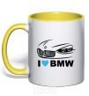 Чашка с цветной ручкой Love bmw Солнечно желтый фото