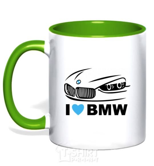 Чашка с цветной ручкой Love bmw Зеленый фото