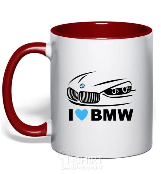 Чашка с цветной ручкой Love bmw Красный фото