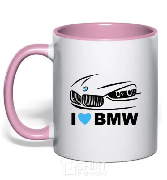 Чашка с цветной ручкой Love bmw Нежно розовый фото