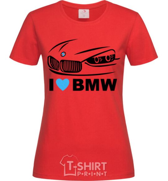 Женская футболка Love bmw Красный фото