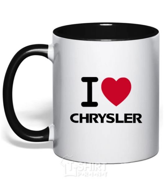 Mug with a colored handle I love chrysler black фото