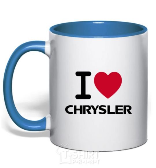 Mug with a colored handle I love chrysler royal-blue фото