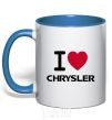 Mug with a colored handle I love chrysler royal-blue фото