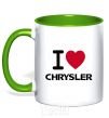 Mug with a colored handle I love chrysler kelly-green фото