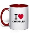 Mug with a colored handle I love chrysler red фото