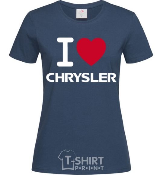 Women's T-shirt I love chrysler navy-blue фото