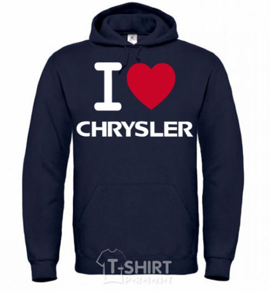 Men`s hoodie I love chrysler navy-blue фото