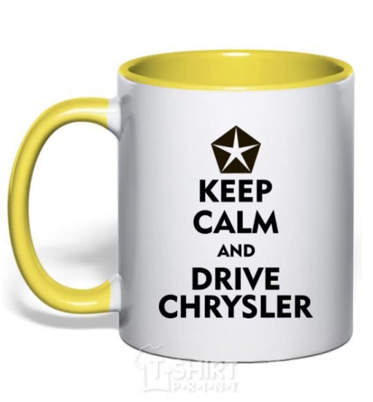 Mug with a colored handle Drive chrysler yellow фото