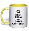 Mug with a colored handle Drive chrysler yellow фото