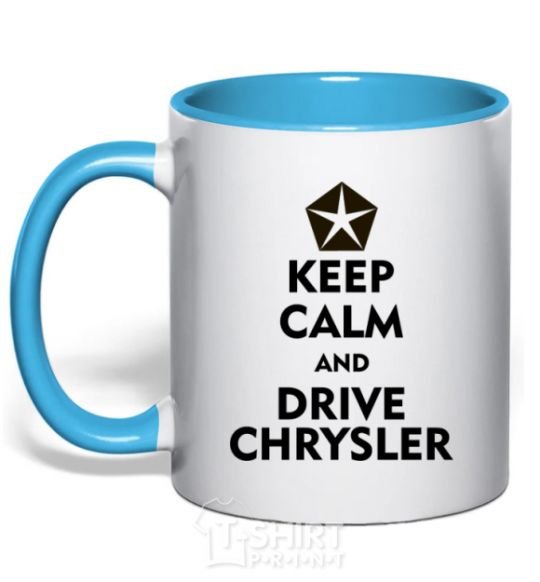 Mug with a colored handle Drive chrysler sky-blue фото