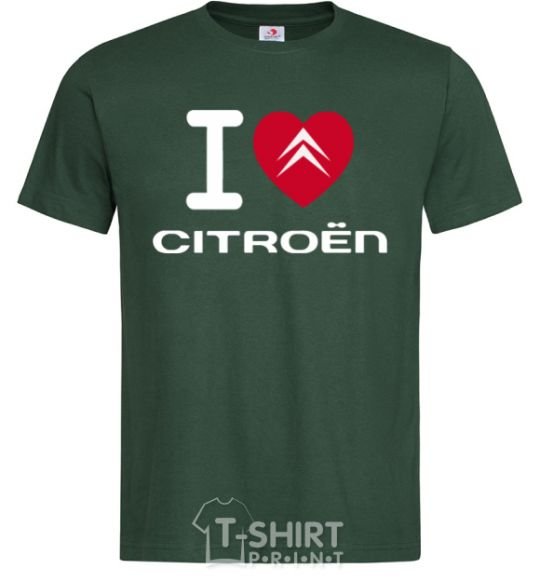 Мужская футболка I love citroen Темно-зеленый фото